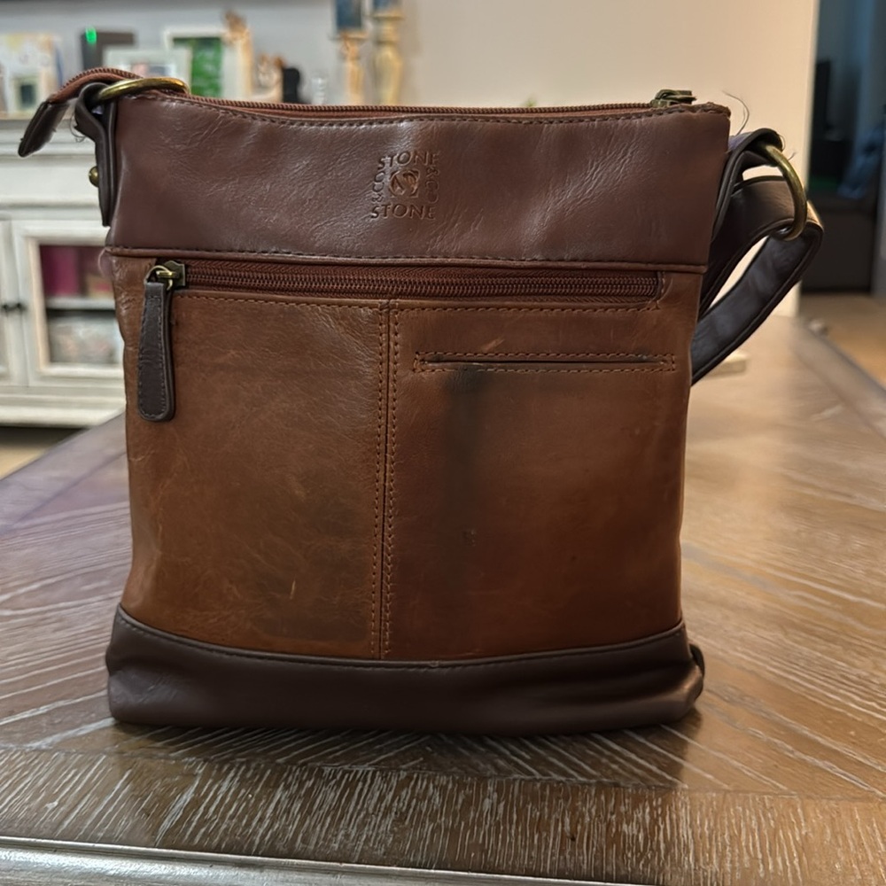 Stone And  Leather Brown Leather Crossbody Bag - Picture 4 of 16